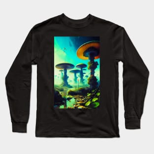 Abstract Another World Mushroom Citadel Long Sleeve T-Shirt